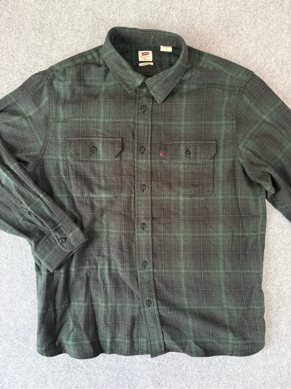 Levi's Men's Green Plaid Relaxed Fit Flannel Shirt XL